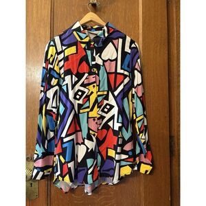 Vintage Big‎ Dart Women's 90's Retro Button Up Geometric Multicolor EU 40 Large